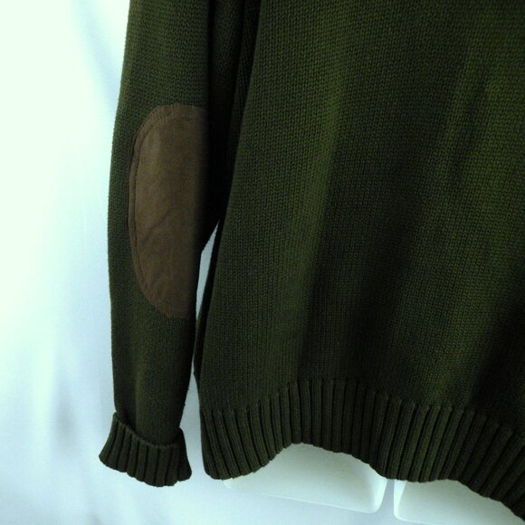 Ralph Lauren Knit Cardigan Button Down Green Brown Elbow Patch 1X - Picture 6 of 7